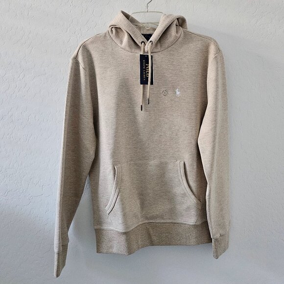 Men's Polo Ralph Lauren Classic Drawstring Hooded Sweatshirt Beige Heather Sz SM - Picture 1 of 8